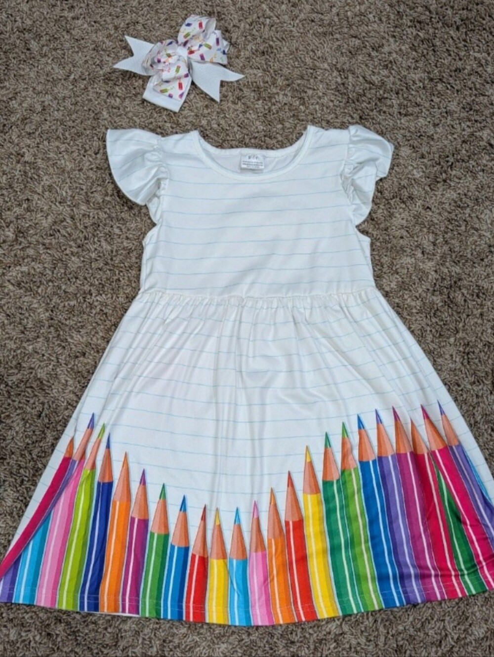 5/6 boutique milk silk twirl flutter dress back to school colored pencils